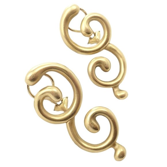 Rare! Authentic Vintage Angela Cummings 18k Yellow Gold Curl Earrings - Picture 9 of 10